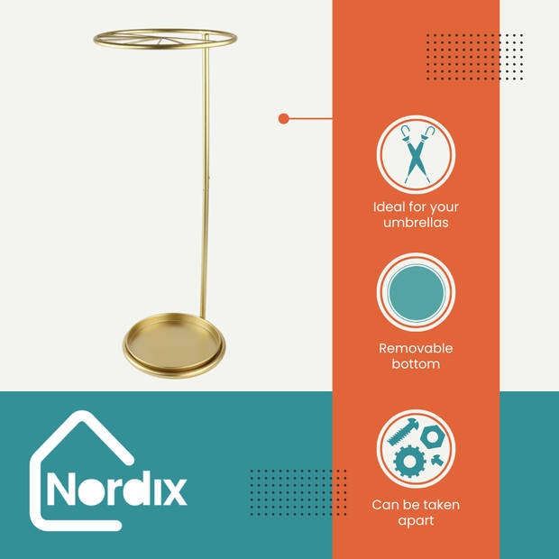 Nordix Paraplubak - Parapluhouder - Goud - 60x23cm - Metaal - Paraplubakken