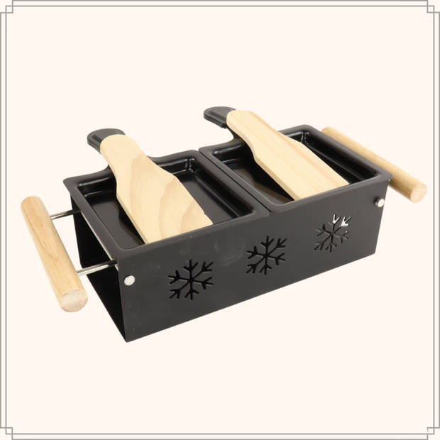 OTIX Raclette - Set 2 Personen - Kaas - Zonder Stekker - Zwart