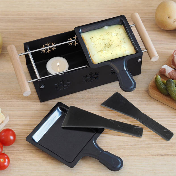 OTIX Raclette - Set 2 Personen - Kaas - Zonder Stekker - Zwart