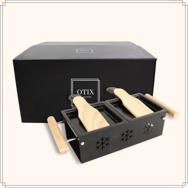 OTIX Raclette - Set 2 Personen - Kaas - Zonder Stekker - Zwart