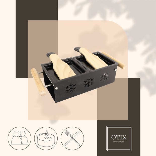 OTIX Raclette - Set 2 Personen - Kaas - Zonder Stekker - Zwart