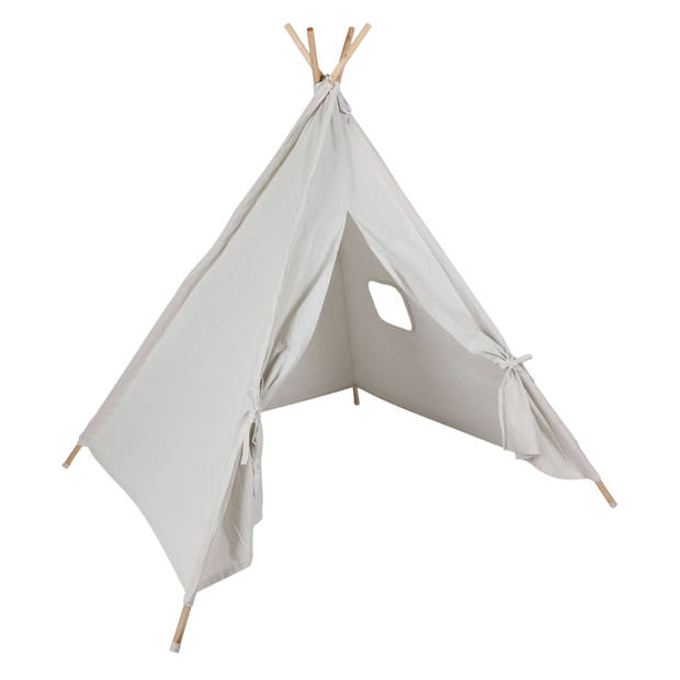 MISOU Tipi Tent - Kinder Speeltent - Jongens Meisjes - 120x120x150cm - Beige - Hout Katoen