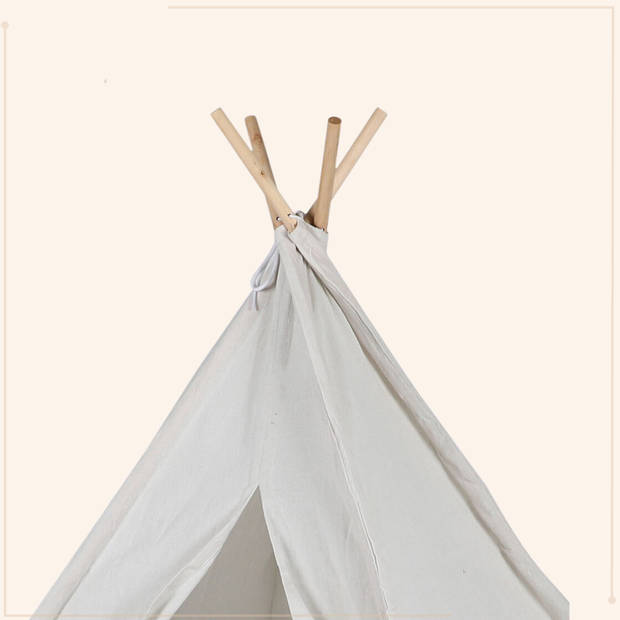 MISOU Tipi Tent - Kinder Speeltent - Jongens Meisjes - 120x120x150cm - Beige - Hout Katoen