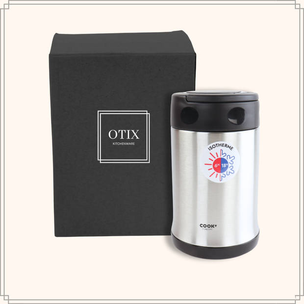 OTIX Soep Thermos - Soepbeker - Lepel - Thermosfles - Travel Mug - 500 ml - Zwart - Staal