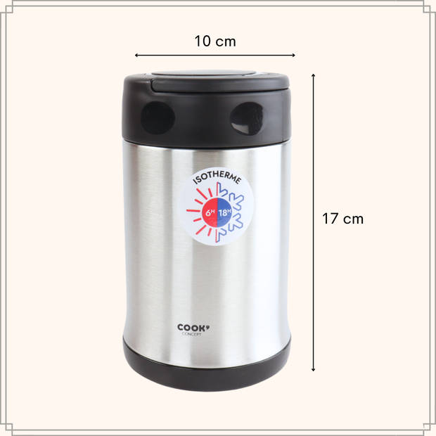 OTIX Soep Thermos - Soepbeker - Lepel - Thermosfles - Travel Mug - 500 ml - Zwart - Staal