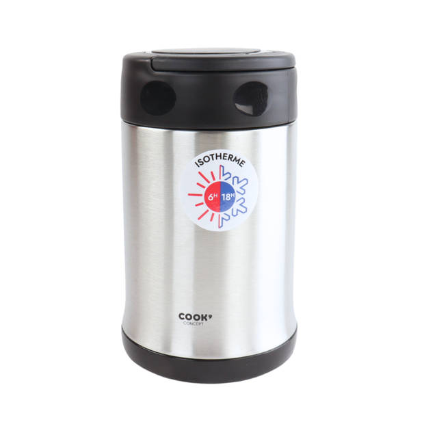 OTIX Soep Thermos - Soepbeker - Lepel - Thermosfles - Travel Mug - 500 ml - Zwart - Staal