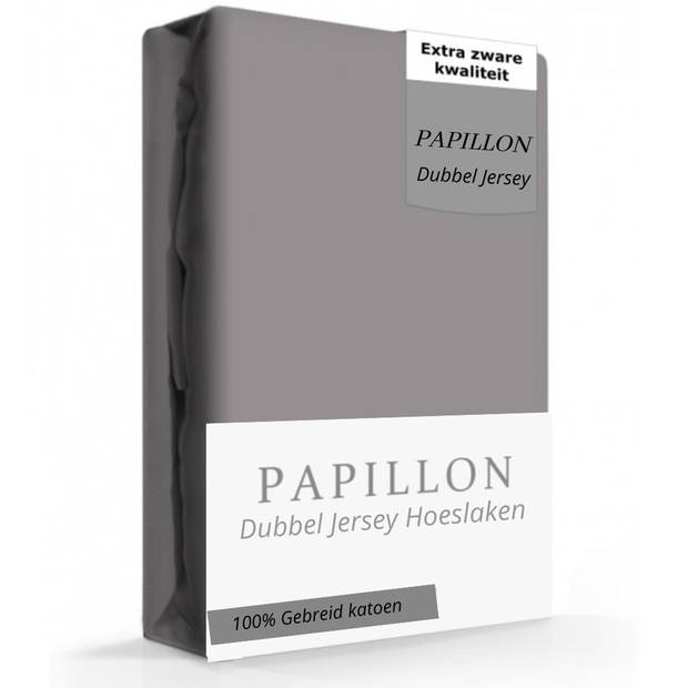 Papillon hoeslaken - dubbel jersey - 140 x 200 - Lichtgrijs