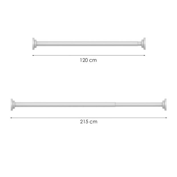 Douchestang Uitschuifbaar Wit 120 cm tot 215 cm