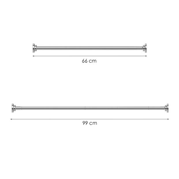 Douchestang Uitschuifbaar Zilver 66 cm tot 99 cm