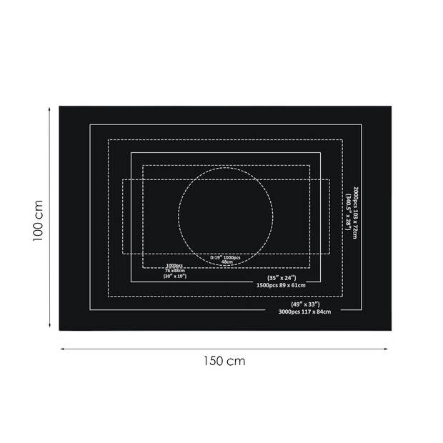 Puzzelmat 150 cm x 100 cm Zwart Oprolbaar