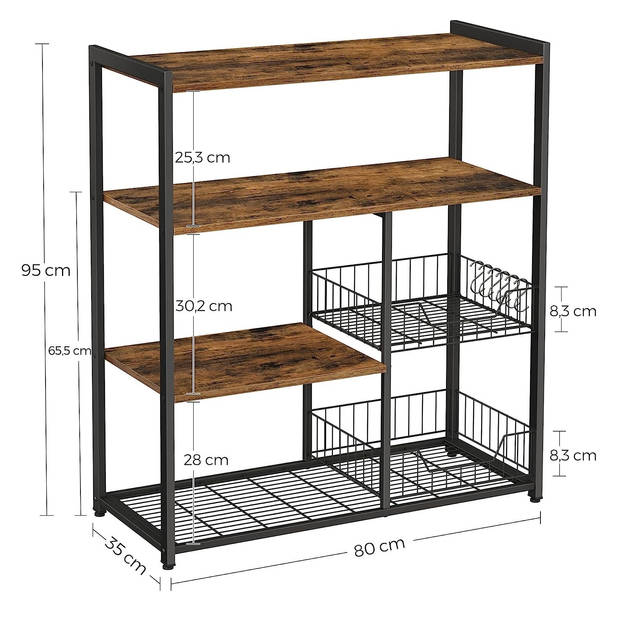 Bobbel Home - Keukenkast- Keukenrek - Metaal - Bruin & Zwart