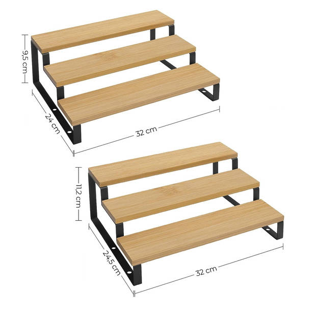 Bobbel Home - Kruidenrekken - Industrieel - Set van 2 - 3 planken - Zwart