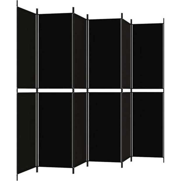 The Living Store Kamerscherm - Zwart - 300 x 220 cm - Inklapbaar - Stof (100% polyester) en ijzer - Duurzaam materiaal