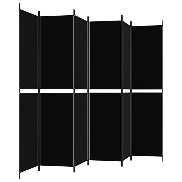 The Living Store Kamerscherm - Zwart - 300 x 220 cm - Inklapbaar - Stof (100% polyester) en ijzer - Duurzaam materiaal