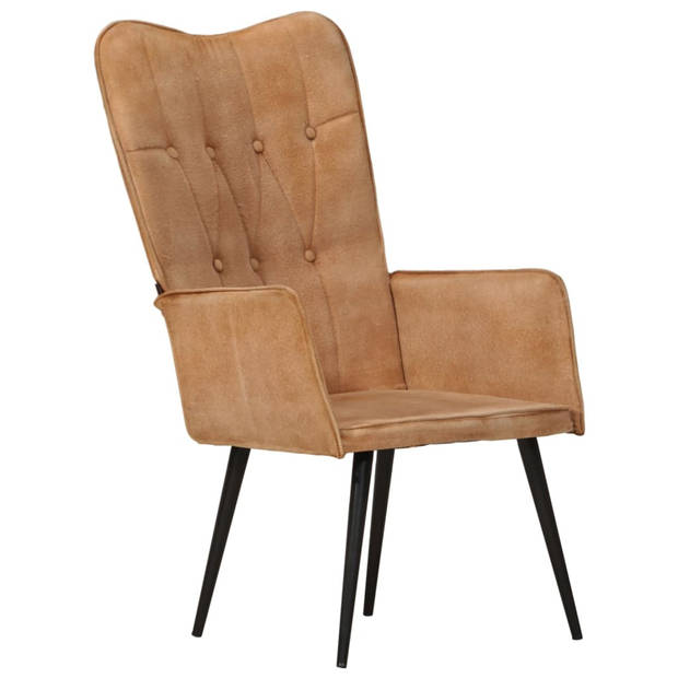 The Living Store Armstoel - Fauteuil - 55x41x97 - Bruin - Canvas en IJzer