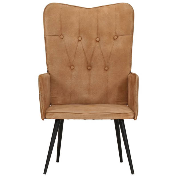 The Living Store Armstoel - Fauteuil - 55x41x97 - Bruin - Canvas en IJzer