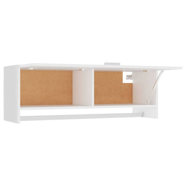 The Living Store Garderobe Kast - 100x32.5x35cm - Wit Hout - Duurzaam en Functioneel