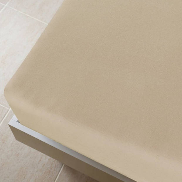 The Living Store Jersey hoeslaken - 100 x 200 cm - Taupe - 100% katoen