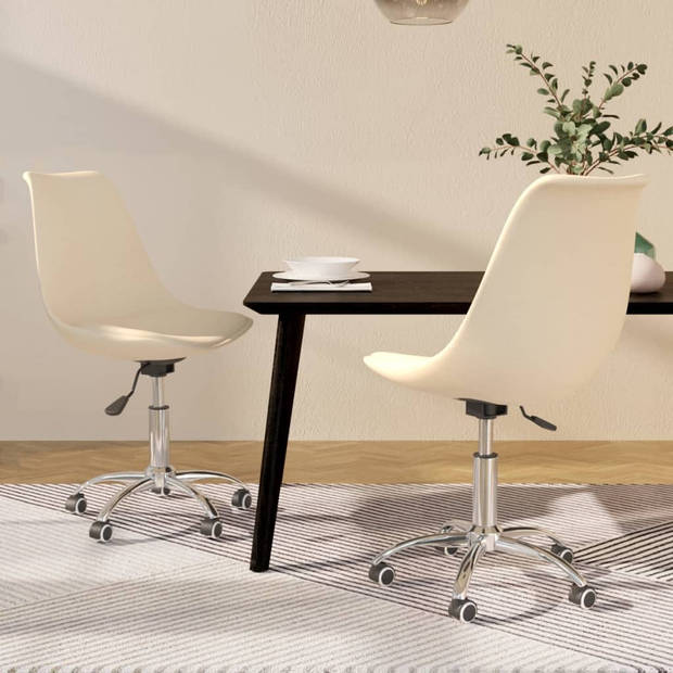 The Living Store Eetkamerstoelen 360 - Crème - Schuimvulling - 48x58x81-93 cm