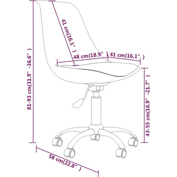 The Living Store Draaibare eetkamerstoelen - Bruin - 48 x 58 cm - Gasveer - Verchroomd metalen frame