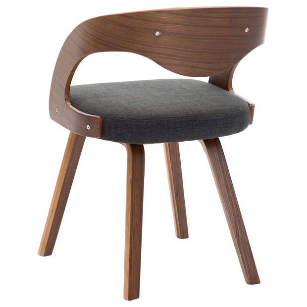 The Living Store Eetkamerstoelen - 6 stuks - donkergrijs / donkerbruin - Stof / hout - 53x54x77 cm