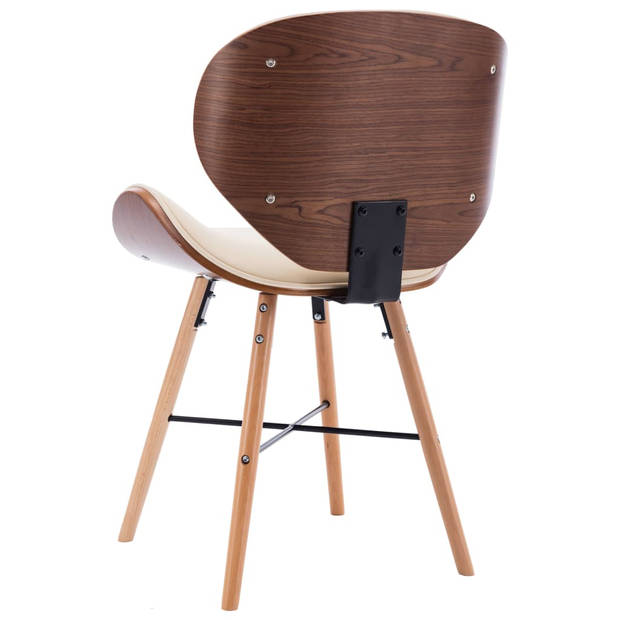 The Living Store Eetkamerstoelen - Set van 2 - Crème bekleding - 50 x 50 x 81 cm - Ergonomisch ontworpen met dik schuim