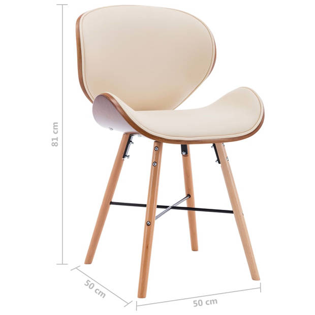 The Living Store Eetkamerstoelen - Set van 2 - Crème bekleding - 50 x 50 x 81 cm - Ergonomisch ontworpen met dik schuim