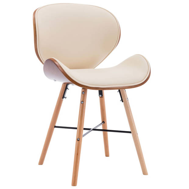 The Living Store Eetkamerstoelen - Set van 2 - Crème bekleding - 50 x 50 x 81 cm - Ergonomisch ontworpen met dik schuim