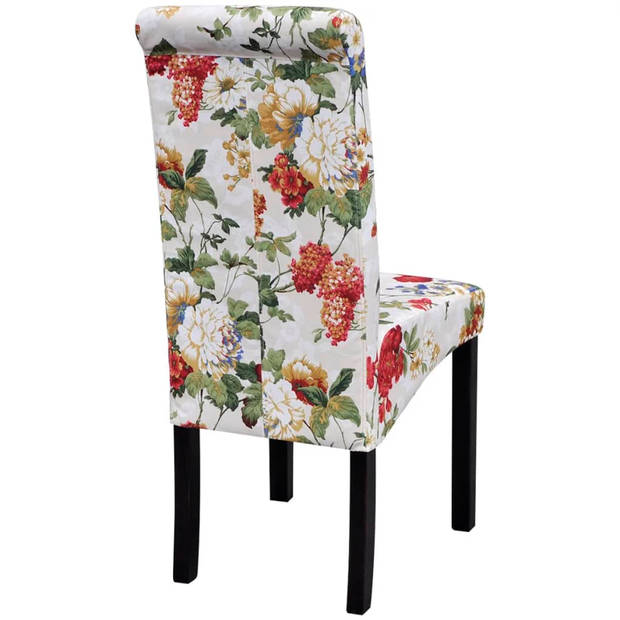 The Living Store Eetkamerstoelen Houten Frame - 42x55x96 cm - Romantisch bloemmotief