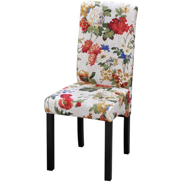 The Living Store Eetkamerstoelen Houten Frame - 42x55x96 cm - Romantisch bloemmotief