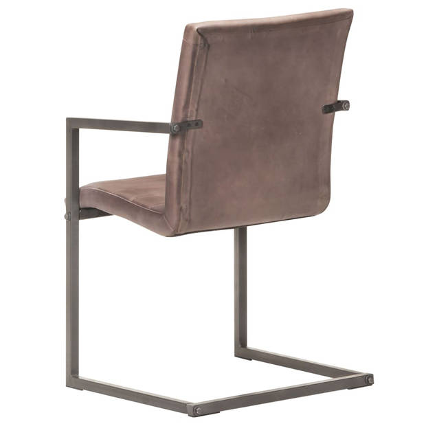 vidaXL Eetkamerstoelen 2 st echt leer bruin