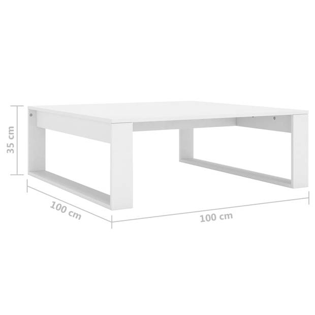 The Living Store Salontafel wit 100 x 100 x 35 cm - bewerkt hout - montagerequired