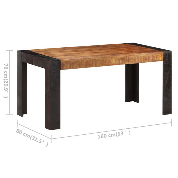 The Living Store Industriële Eettafel - Hout - 160 x 80 x 76 cm - Massief Mangohout