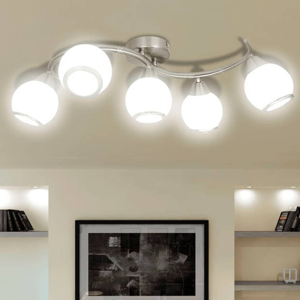 The Living Store plafondlamp - Modern - 5 glazen kappen - 600 x 170 mm