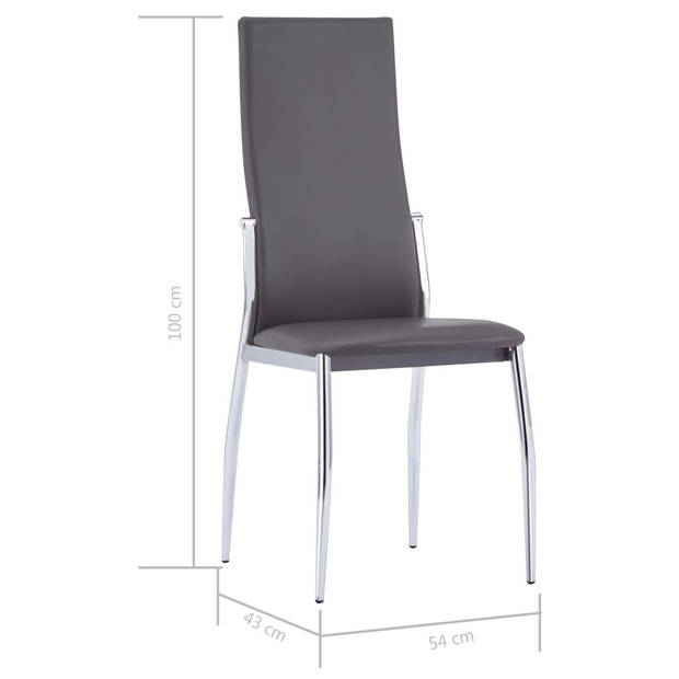 The Living Store eetkamerstoelen set - grijs kunstleer - 54x43x100 cm - stabiel - 4 stoelen