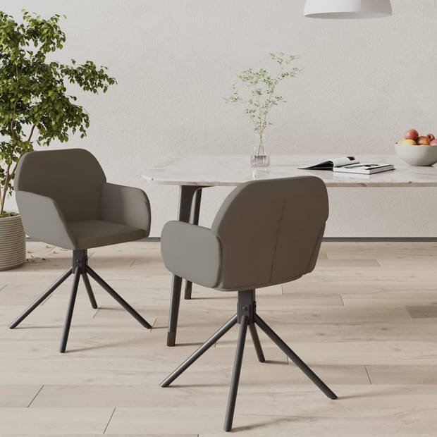 The Living Store Eetkamerstoelen - Donkergrijs 54x58.5x79.5 cm - Fluweel - Metaal en Multiplex