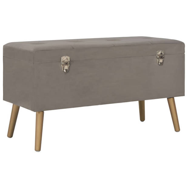 The Living Store Opbergkruk Fluweel - Grijs/Goud - 85x38x47cm - Opbergruimte - The Living Store