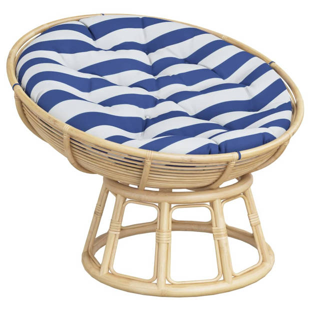 The Living Store Round Outdoor Cushion - 100 x 11 cm - Water Resistant - Blue and White Stripe