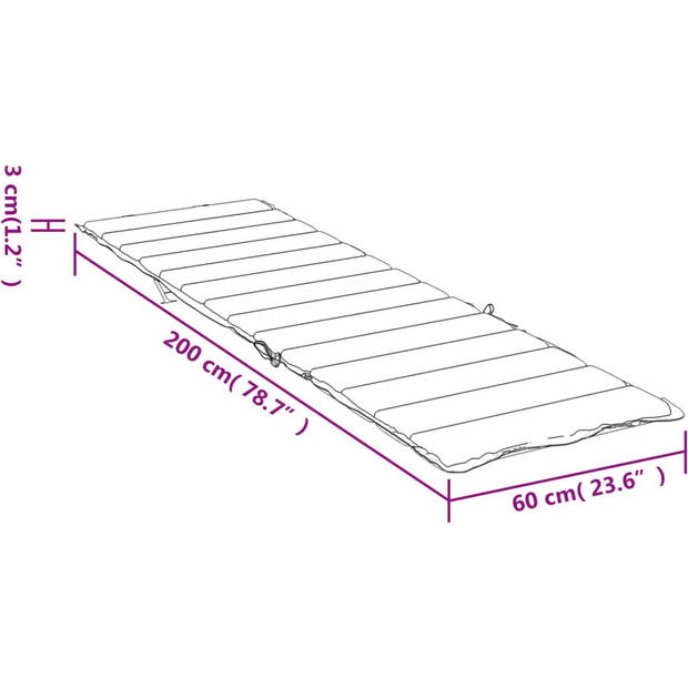 The Living Store Ligbedkussen - Oxford Stof - 200 x 60 x 3 cm - Waterafstotend