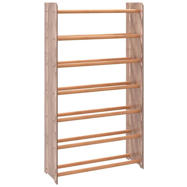 The Living Store Schoenenrek - Bruin - 65 x 24 x 117 cm - Stevig hout - Handgeschilderd