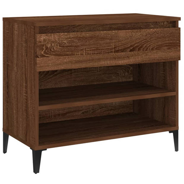 The Living Store Schoenenkast - Bruineiken - 70x36x60 cm - Hout en Metaal