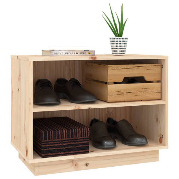 The Living Store Schoenenkast Massief Grenenhout 60x34x45cm - Onbehandeld