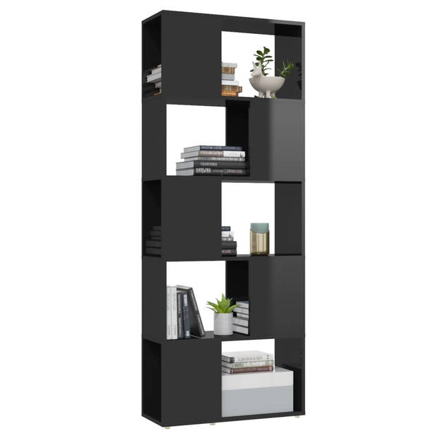 The Living Store Boekenkast - Hoogglans zwart - 60 x 24 x 155 cm - Montage vereist