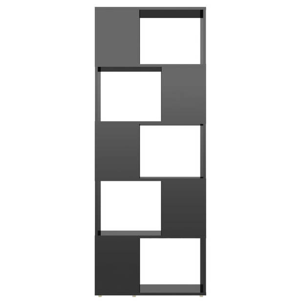 The Living Store Boekenkast - Hoogglans zwart - 60 x 24 x 155 cm - Montage vereist