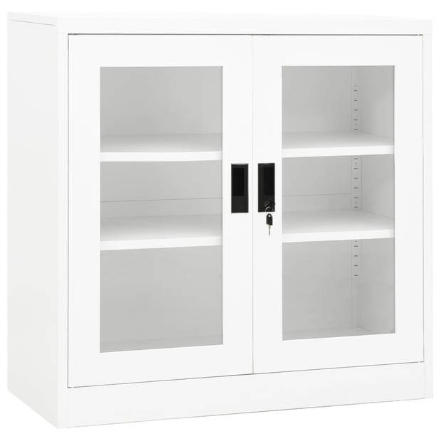 The Living Store Archiefkast - Staal - Gehard glas - 90 x 40 x 90 cm - Wit