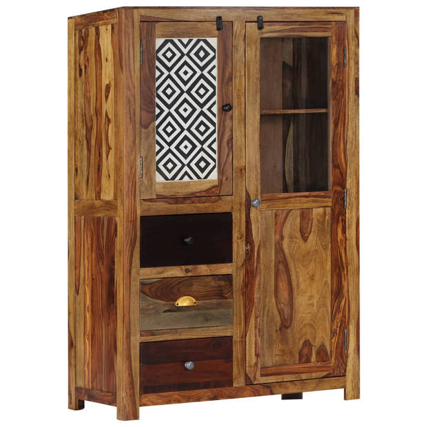 The Living Store Sheeshamhouten Kast - 95 x 48 x 150 cm - Massief - 3 Lades - 2 Deuren