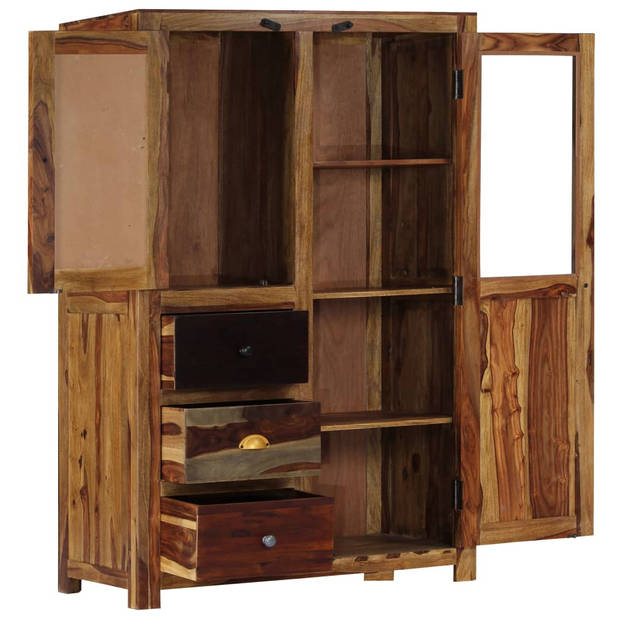 The Living Store Sheeshamhouten Kast - 95 x 48 x 150 cm - Massief - 3 Lades - 2 Deuren