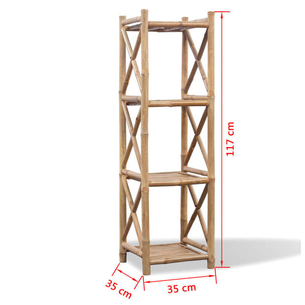 The Living Store Bamboe Rek - 35x35x117 cm - Vier lagen - Weerbestendig en duurzaam - Tropische uitstraling