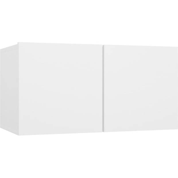 The Living Store Spaanplaat Televisiemeubelset - Hangend - Diverse vakken - Wit - 7x 60x30x30cm + 1x 30.5x30x90cm