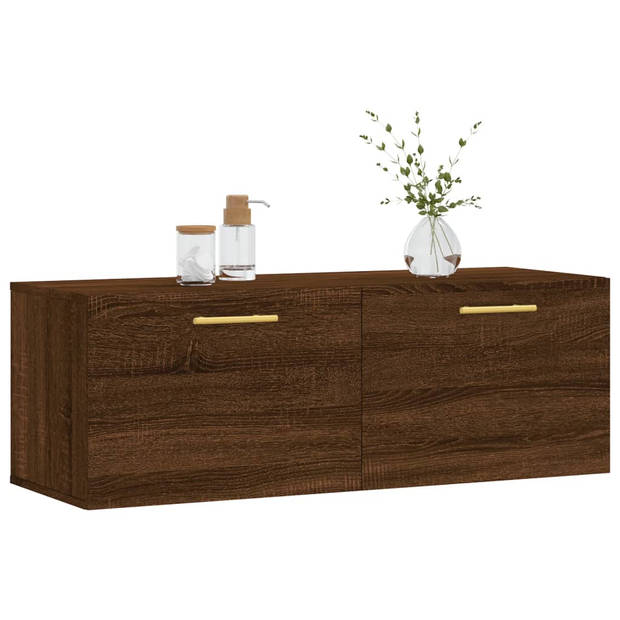 The Living Store Zwevende Wandkast - Bruineiken - 100 x 36.5 x 35 cm - Duurzaam bewerkt hout